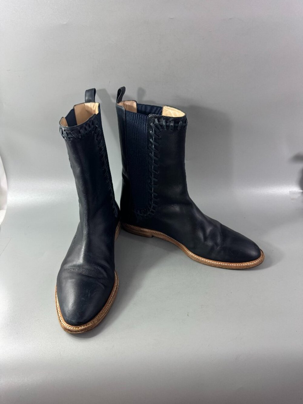 Maiyet Made in Italy Black Leather Ankle Boots, Size 40